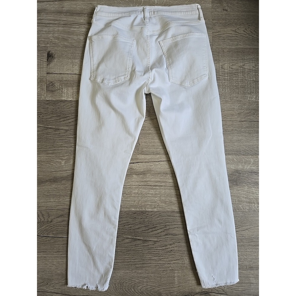AGOLDE White High Rise Distressed Frayed Raw Hem Skinny Jeans Women's Size 29 - Picture 5 of 6